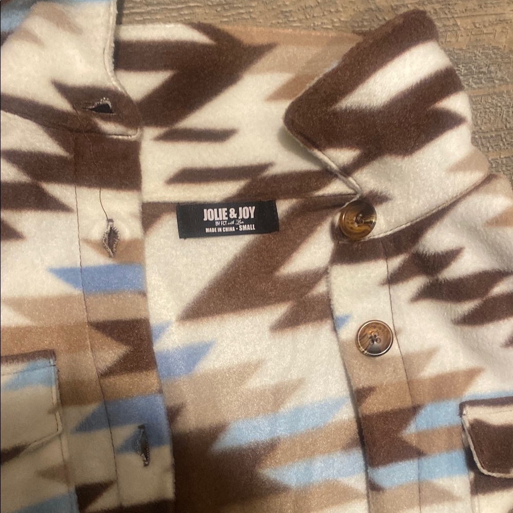 Jolie & Joy Brown and Blue Patterned Jacket